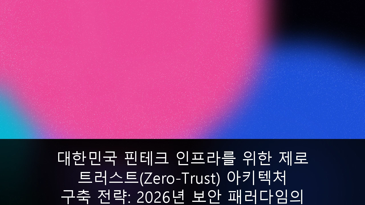 대한민국 핀테크 인프라를 위한 제로 트러스트(Zero-Trust) 아키텍처 구축 전략: 2026년 보안 패러다임의 전환